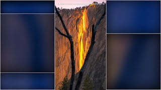 Yosemites annual firefall makes brief return setting Horsetail Fall ablaze [upl. by Yecnuahc181]