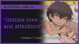 Needy boyfriend wakes you up for attention ASMR RP M4A 😙 tickles clingy cuddles [upl. by Enirahtac833]