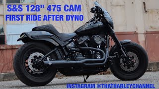 Softail Fat Bob SampS 128quot 475 Cam First Ride After Dyno [upl. by Wilbert]