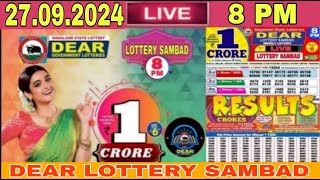 Lottery live 8pm Lottery Sambad live Nagaland lottery live Dear today result 27092024 Lottery Live [upl. by Africa]