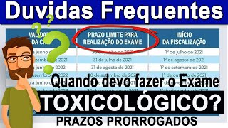 EXAME TOXICOLÓGICO  PRAZOS PRORROGADOS  QUANDO DEVO FAZER O EXAME  CATEGORIA C D ou E [upl. by Hedwiga]