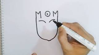 How to Draw Mother From Word MOM  Easy Mothers Drawing [upl. by Ileek328]