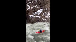 Kayakers paddle through gushing Utah canyon [upl. by Rehsu819]