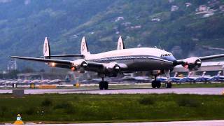 Lockheed Super Constellation 01 takeoff at Sion 2011 Airshow [upl. by Gulick]