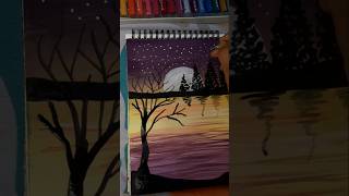 Night painting 🎨🖌 watercolour artwork keepsupporting explorepage subscribe subscribemychannel [upl. by Ardell]