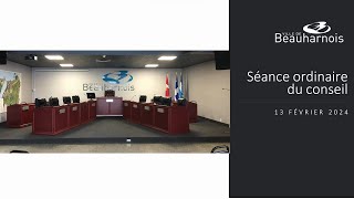 Ville de Beauharnois  Séance ordinaire du 13 février 2024 [upl. by Adnohrahs]