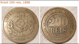 MOEDA DE 200 RÉIS DE 1888 FUNDO LINHADO  ESCASSA Valores 20 Réis Coin From 1888 💰💲 [upl. by Josee]