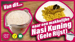 DE BASIS Makkelijk gele rijst Nasi Kuning maken met een rijstkoker [upl. by Nay]