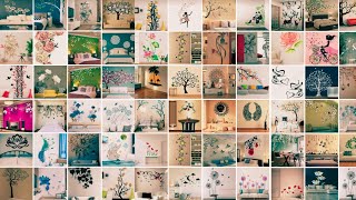 100 WALL PAINTING DESIGN IDEAS  WALL STENCIL DESIGNS  WALL STICKERS DECORATION IDEAS FOR WALL 🧱 [upl. by Nivlam165]