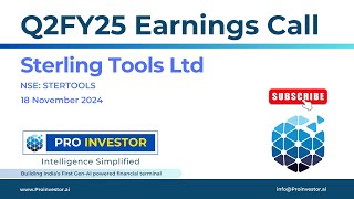 Sterling Tools Ltd  Q2FY25  Earnings Conference Call  earningcall concall sterlingtools [upl. by Auqenaj100]