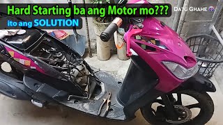 Hard Starting Issue of motorcycle Engine  Scooter Mahirap itono  PUSH START drain  BEST SOLUTION [upl. by Ahsitauq139]