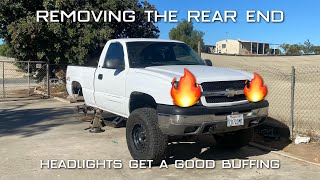 Removing The Rear End On The Silverado Single Cab Build  Buffing The Headlights [upl. by Ettelorahc910]