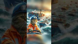 Captain ship cat Accident ocean part 1 cats catsoftheweek cat catsofinstagram aicat [upl. by Nosnah429]