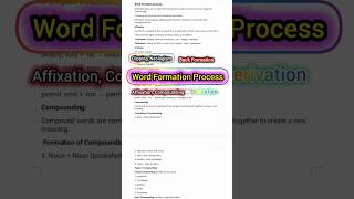 Word Formation Process  Clipping  Affixation  Derivation  Back Formation  Compounding [upl. by Farlay]