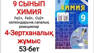 9 сынып  Химия  4зертханалық жұмыс  Fe2 Fe3 Cu2 катиондарына сапалық реакциялар  53бет [upl. by Turnheim992]