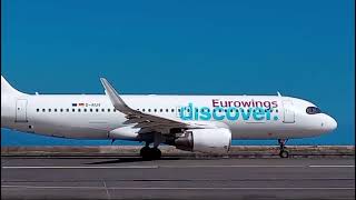 EUROWINGS DISCOVER AIRBUS A320214 TAKEOFF at Madeira Airport [upl. by Esinev915]