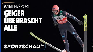 Skispringen Geiger gewinnt Auftakt der Vierschanzentournee in Oberstdorf  Sportschau [upl. by Teiluj]