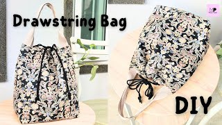 DIY Drawstring Tote Bag Tutorial  Drawstring Lunch Bag Tutorial [upl. by Airetal]