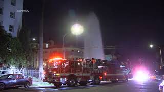 Hydrant Gushes Water Sheared by HitandRun Driver [upl. by Lamhaj913]