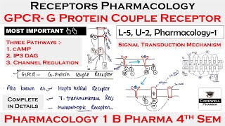 GPCR  G Protein Couple Receptors  cAMP IP3DAG Channel  L5 U2  Pharmacology 4th Semester [upl. by Klayman]