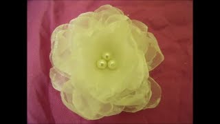 Organza flower Tutorial DIY how to fabric flowers [upl. by Hollenbeck76]