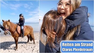 Clara reitet am Strand 😍 Pferde Mädchentraum wird wahr Ostsee Familien Ausflug VLOG  Mamiseelen [upl. by Ycnej]