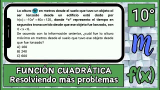 1️⃣9️⃣ Función Cuadrática problema donde se necesita del vértice para llegar a su respuesta [upl. by Clovah]