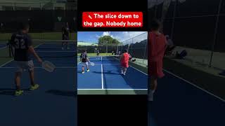 💭 Since he overcommitted I found the gap and hit a flat backspin pickleballstrategy [upl. by Nyrahs862]