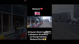 Mr Basrai windows smashed during Blackpool riots UK blackpool uk protest [upl. by Leunad99]