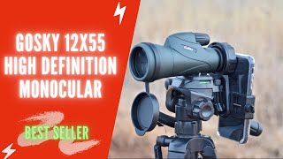 Review Gosky Piper Monocular Telescope 12x55 HD Monocular for Adult with BAK4 Prism amp FMC Lens [upl. by Aretha]