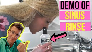 How to use NeilMed Sinus Rinse at home for nasal irrigation  including practical demonstration [upl. by Amis]