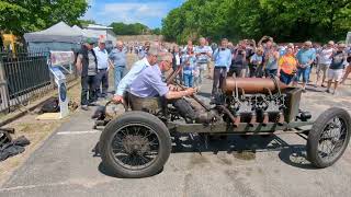 Mark Walker starts 1905 200hp V8 Darracq at Brooklands Centenary of Speed 17522 [upl. by Ailhat]