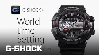 GSHOCK GBA400  How to set the world time in GSHOCK v20 [upl. by Ainig]