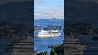 Aida Cruise Heading Toward Bergen Harbor 🛳🩵🇳🇴 shorts [upl. by Donald]