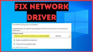 Fix Error Windows Could Not Find A Driver For Your Network Adapter [upl. by Enilav]