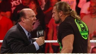 Paul Heyman accepts Triple Hs SummerSlam challenge Raw July 23 2012 [upl. by Missak33]