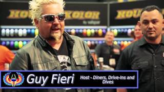 Food Network Chef Guy Fieri Launches His Own House Of Kolor Custom Mix At SEMA 2015 [upl. by Sarid]