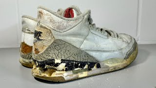 1994 Jordan 3 White Cement Restoration  From Trashed To Treasure [upl. by Kape]