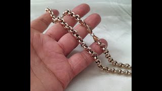 9ct Gold Wide Hollow Belcher Chain 20 Inch 508cm [upl. by Claudine]