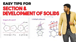 Tips for Section of solids and development of surfaces  Engineering graphics  EG  TAMIL [upl. by Bette935]