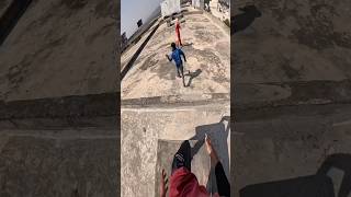 Wait for end😳 shorts youtubeshorts rooftop parkour [upl. by Nefets]