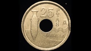 25 Pesetas Melilla Spain Coin 1997 [upl. by Adnama]