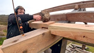 Timber Framed Barn Part 20 More Purlins And Hydraulic Oil To The Face [upl. by Jacynth]