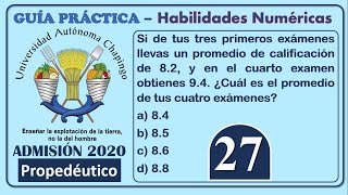 Ejercicio 27  Admisión Propedéutico  Universidad Autónoma Chapingo  Habilidad Numérica [upl. by Remde929]