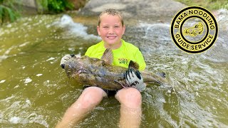 Catfish Noodling Monster Fish at 8 Years Old [upl. by Dorkas]