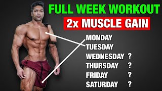 Full Week Gym Workout Plan For 2X Muscle Gain GUARANTEED RESULTS [upl. by Noicpesnoc]