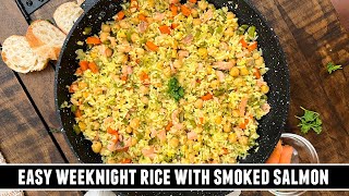 EASY Weeknight Rice with Smoked Salmon  Quick amp Tasty ONEPAN Recipe [upl. by Terrilyn]