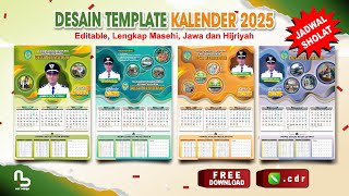 Desain Kalender 2025  LENGKAP Hijriyah Jawa amp Jadwal Sholat FREE CDR  nurdesigns [upl. by Dimmick]