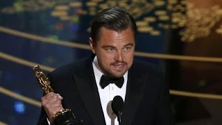 OSCARS 2016  Leonardo DiCaprios Winning Speech for Best Actor Oscar for The Revenant Full Video [upl. by Airretal]