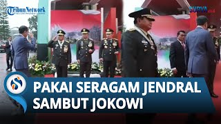 GAGAH Prabowo Pakai Seragam Jenderal Sambut Presiden Jokowi di Acara Kenaikan Pangkat Bintang 4 [upl. by Enyleve]